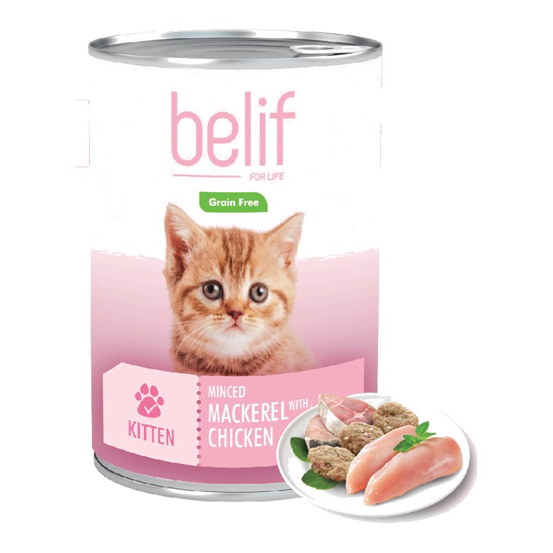 Belif Grain Free Kitten Minced Mackerel with Chicken Cat Food